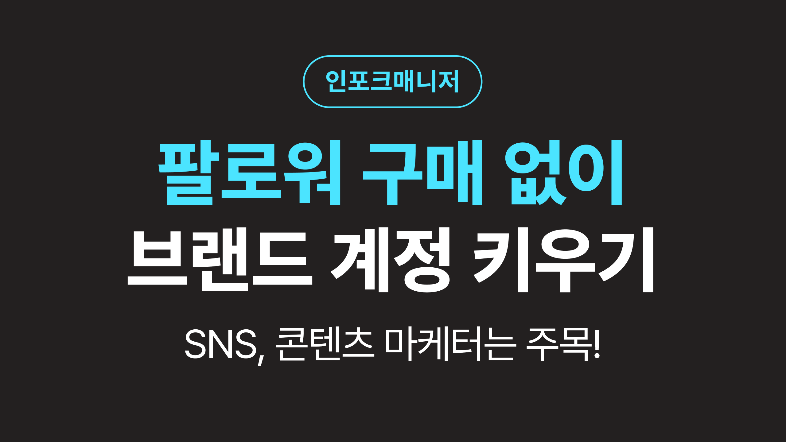 팔로워 구매 없이, 인스타그램 브랜드 계정 키우기